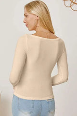 Square Neck Long Sleeve T-Shirt Women's T-Shirts - Tophatter Daily Deals