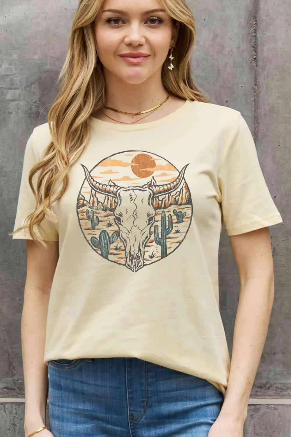 Simply Love Full Size Bull Cactus Graphic Cotton Tee - Tophatter Daily Deals