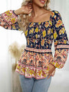 Square Neck Printed Blouse Blouses - Tophatter Daily Deals