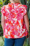 Plus Size Floral Flutter Sleeve Round Neck Blouse Blouses - Tophatter Daily Deals