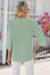 Notched Half Button T-Shirt Women's T-Shirts - Tophatter Daily Deals