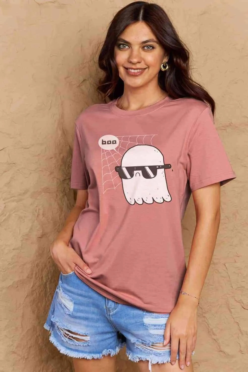 Simply Love Full Size BOO Graphic Cotton T-Shirt Women's T-Shirts - Tophatter Daily Deals