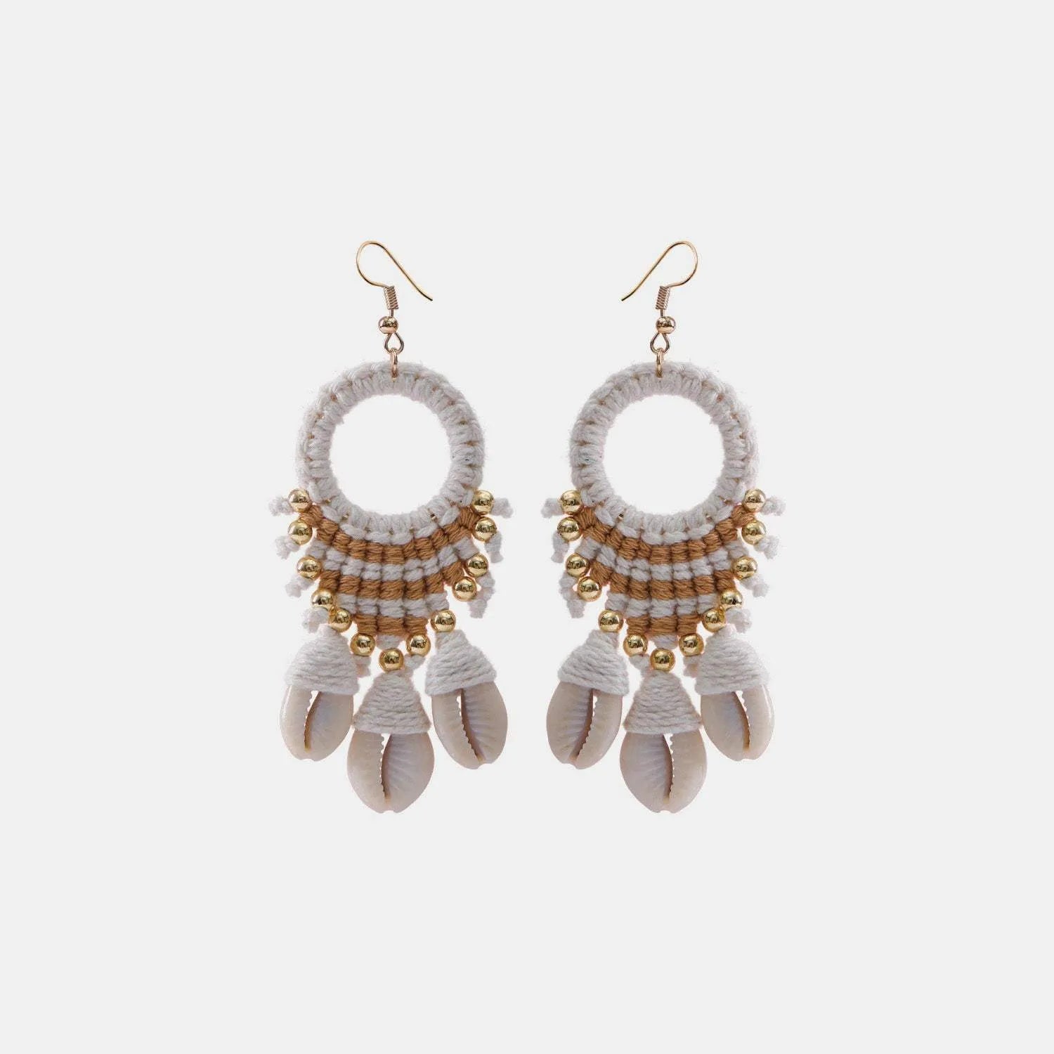 Shell Cotton Cord Brass Dangle Earrings Earrings - Tophatter Daily Deals