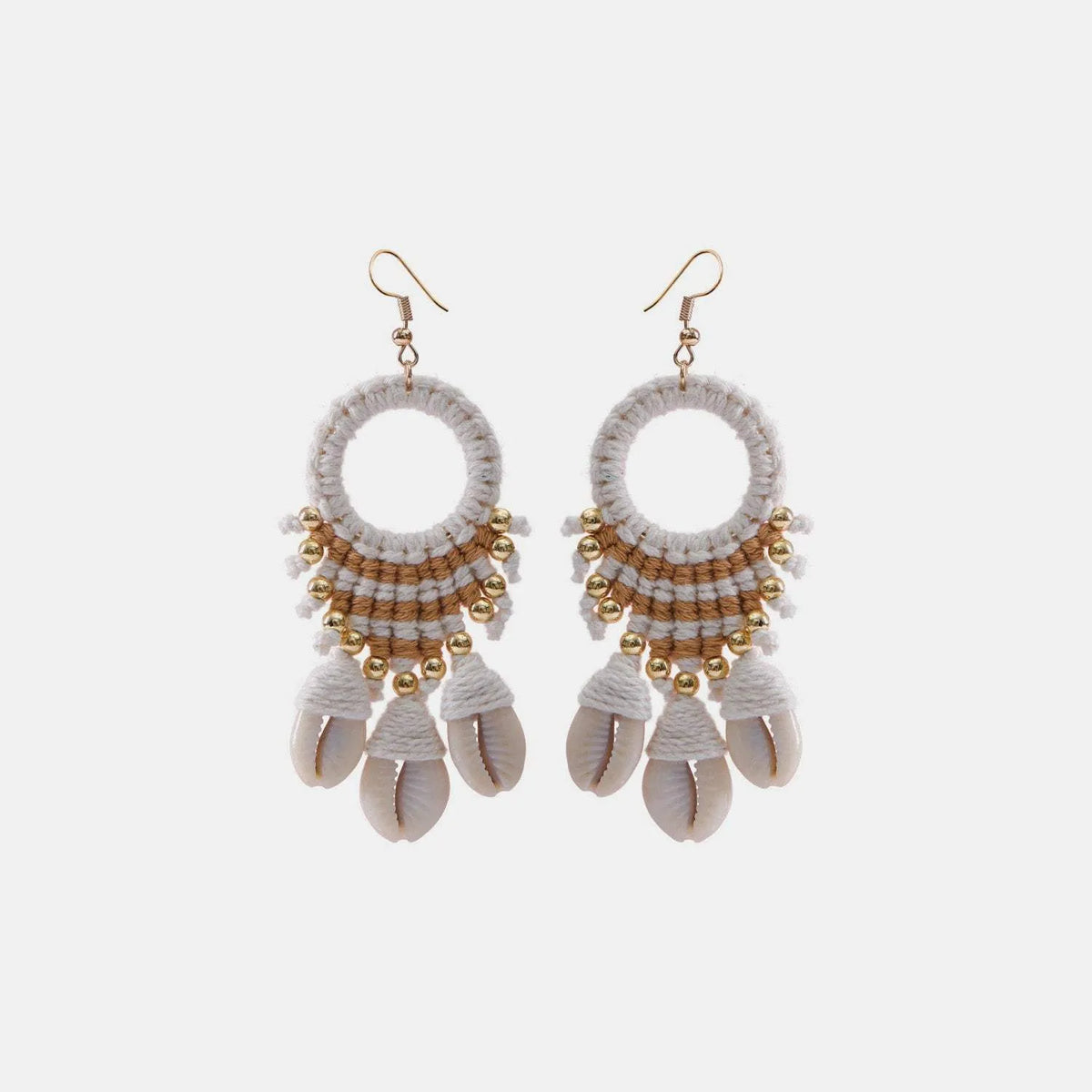 Shell Cotton Cord Brass Dangle Earrings Earrings - Tophatter Daily Deals