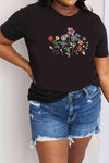 Simply Love Simply Love Full Size Flower Graphic Cotton Tee Black Women's T-Shirts - Tophatter Daily Deals