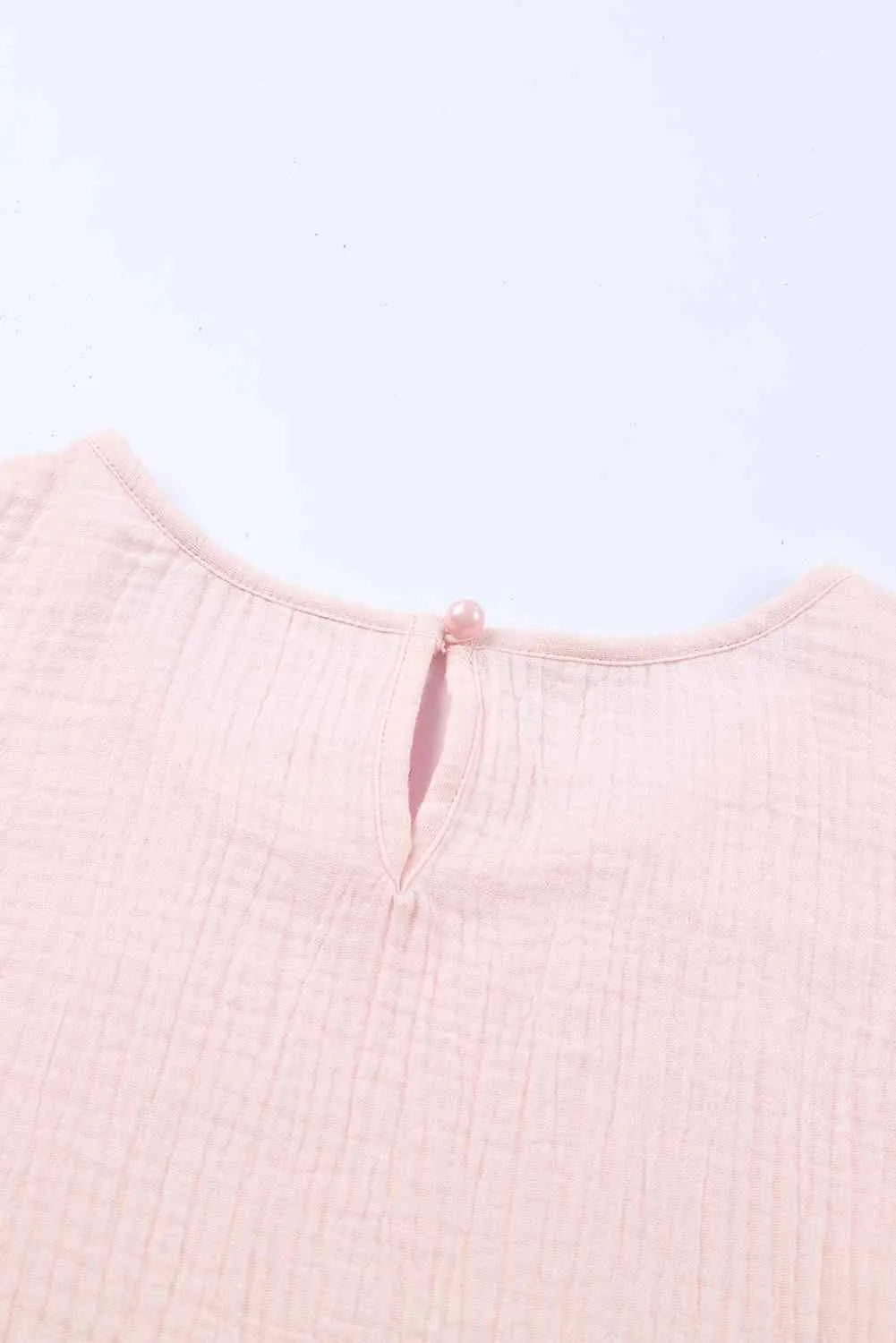 Textured Flutter Sleeve Keyhole Blouse Blouses - Tophatter Daily Deals