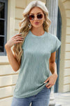 Round Neck Cap Sleeve T-Shirt Women's T-Shirts - Tophatter Daily Deals