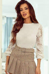 Floral Lace Detail Lantern Sleeve Blouse White Blouses - Tophatter Daily Deals