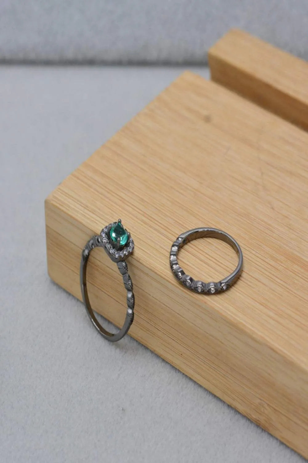2-Piece Paraiba Blue Zircon Ring Set Rings - Tophatter Daily Deals