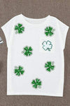 Sequin Lucky Clover Boat Neck T-Shirt Women's T-Shirts - Tophatter Daily Deals