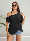 Plus Size Asymmetrical Neck Ruched Short Sleeve Blouse Blouses - Tophatter Daily Deals