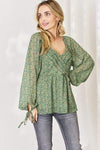 HEYSON Full Size Floral Surplice Peplum Blouse Blouses - Tophatter Daily Deals