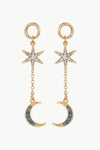 5-Pair Wholesale Inlaid Rhinestone Star and Moon Drop Earrings Gold One Size Earrings - Tophatter Daily Deals