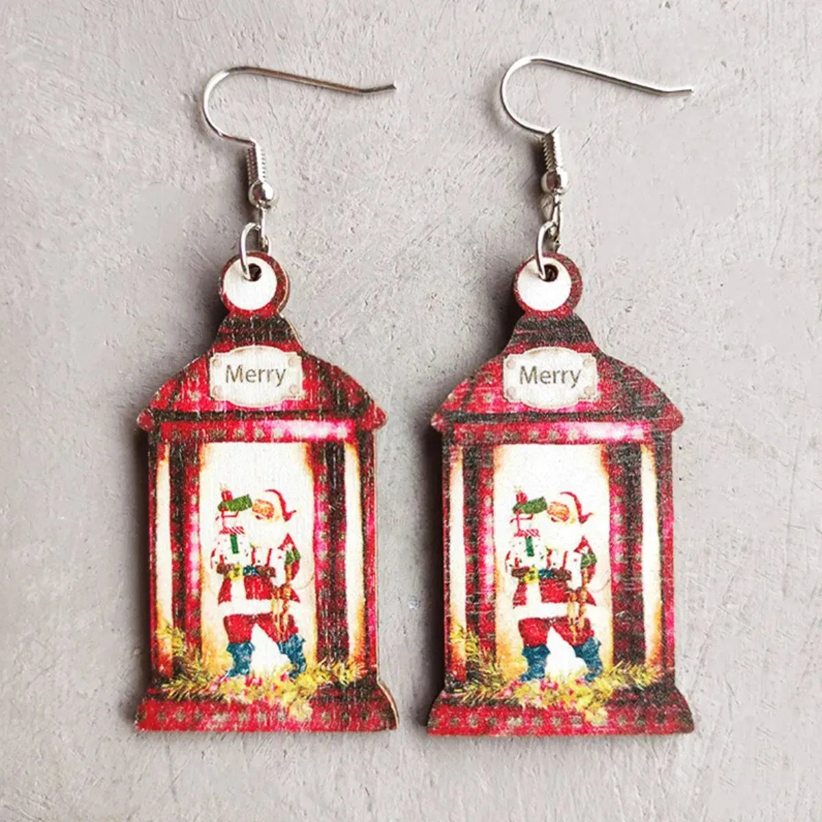 Christmas Themed Wood Dangle Earrings Style C One Size Earrings - Tophatter Daily Deals