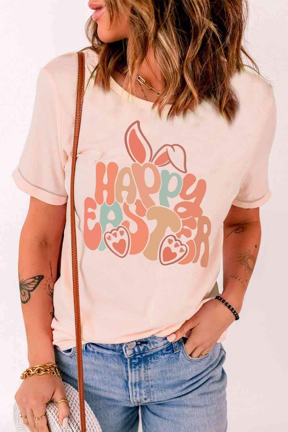 HAPPY EASTER Graphic Tee Pink Women's T-Shirts - Tophatter Daily Deals