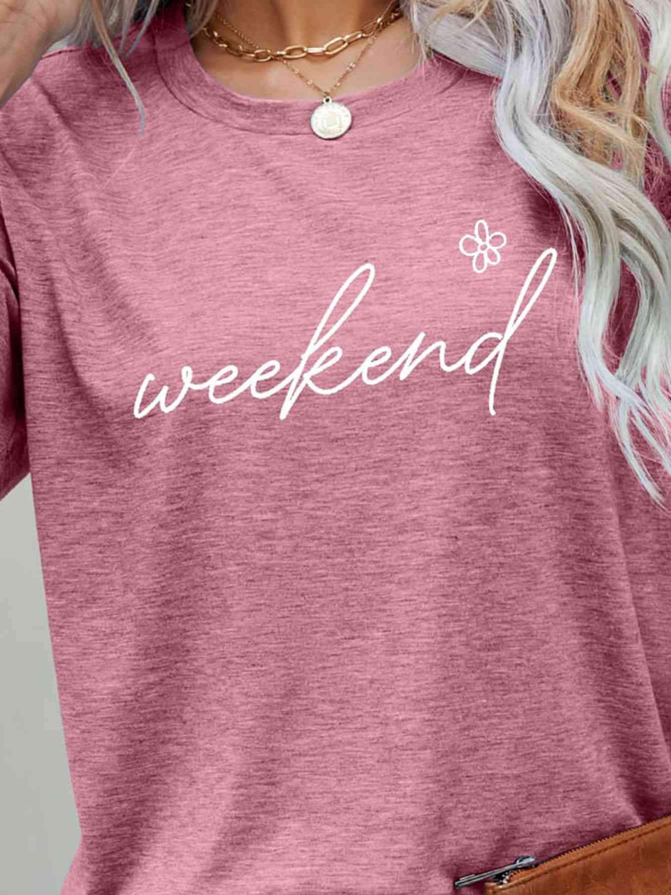 WEEKEND Flower Graphic Short Sleeve Tee Women's T-Shirts - Tophatter Daily Deals