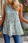 Printed One-Shoulder Tiered Top Green Blouses - Tophatter Daily Deals