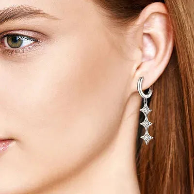 Moissanite 925 Sterling Silver Geometric Shape Earrings Silver One Size Moissanite - Tophatter Daily Deals