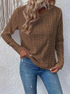 Eyelet Round Neck Long Sleeve Top Women's T-Shirts - Tophatter Daily Deals