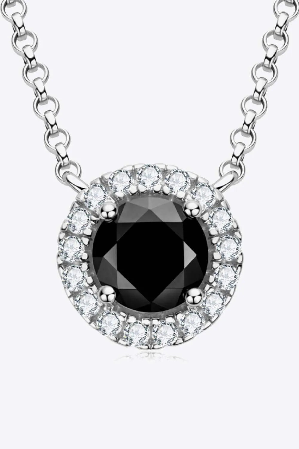 Two-Tone 1 Carat Moissanite Round Pendant Necklace Moissanite - Tophatter Daily Deals