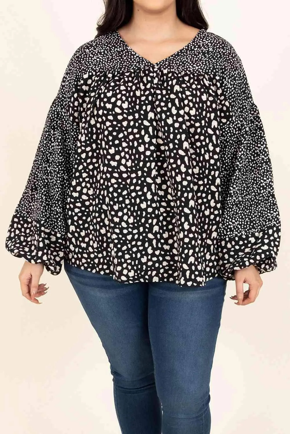 Plus Size Animal Print Balloon Sleeve Blouse Blouses - Tophatter Daily Deals