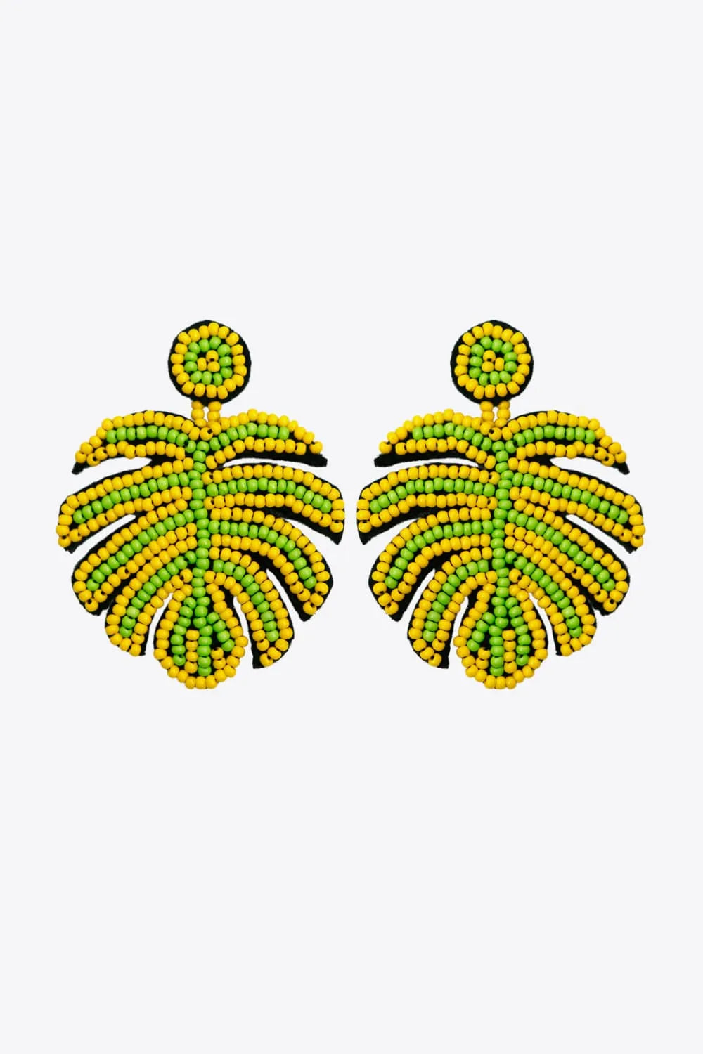 Beaded Banana Leaf Earrings Mustard One Size Earrings - Tophatter Daily Deals