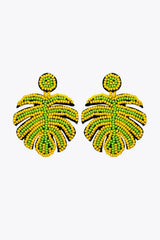 Beaded Banana Leaf Earrings Mustard One Size Earrings - Tophatter Daily Deals