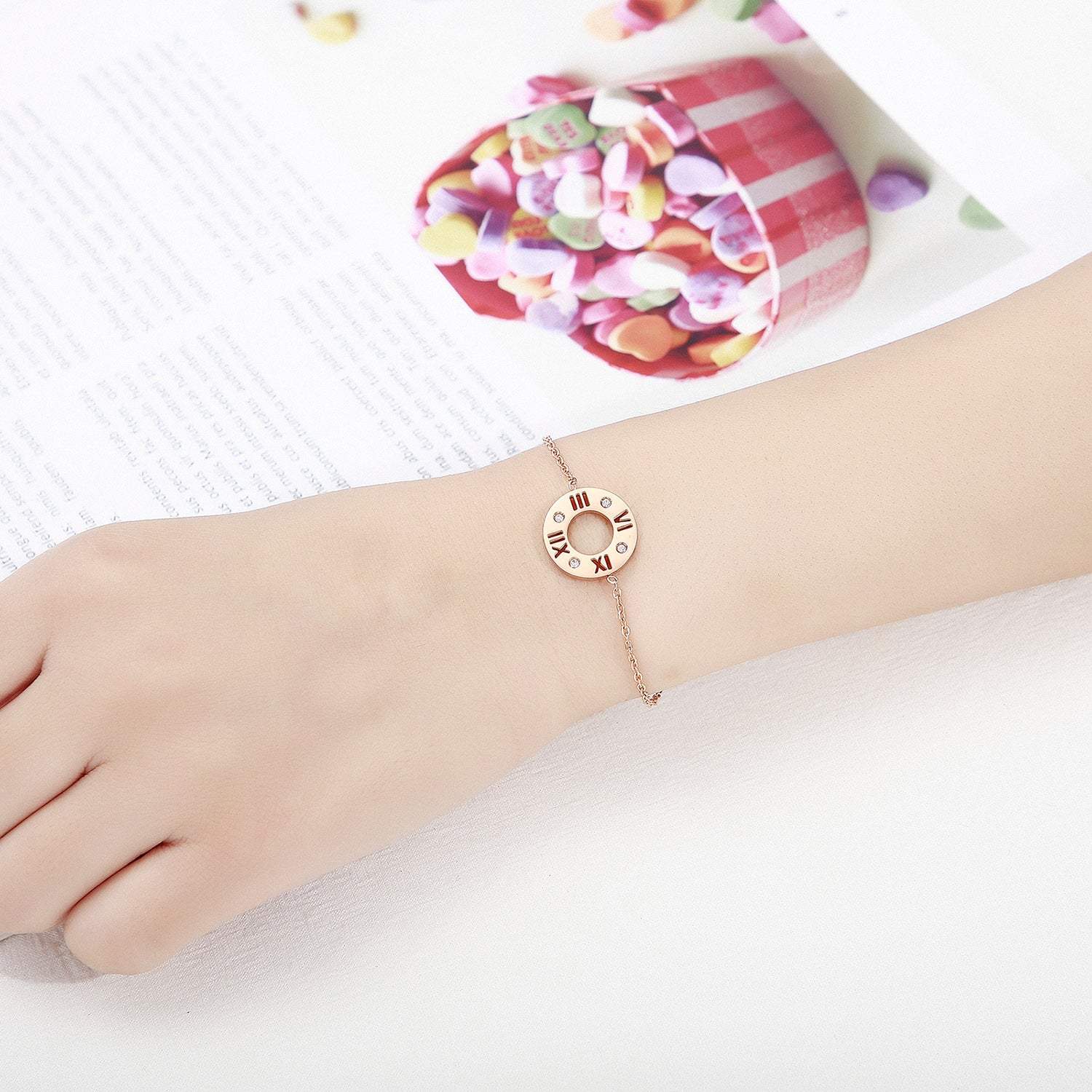 Stainless Steel Pierced Rhinestone Bracelet Bracelets - Tophatter Daily Deals