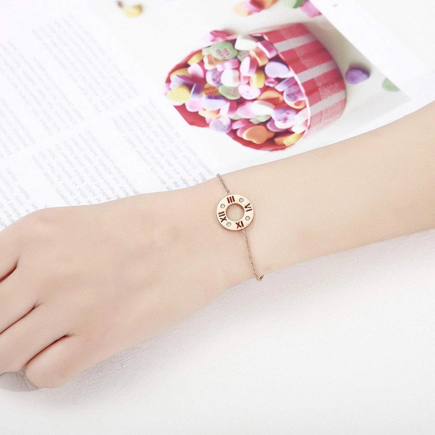 Stainless Steel Pierced Rhinestone Bracelet Bracelets - Tophatter Daily Deals