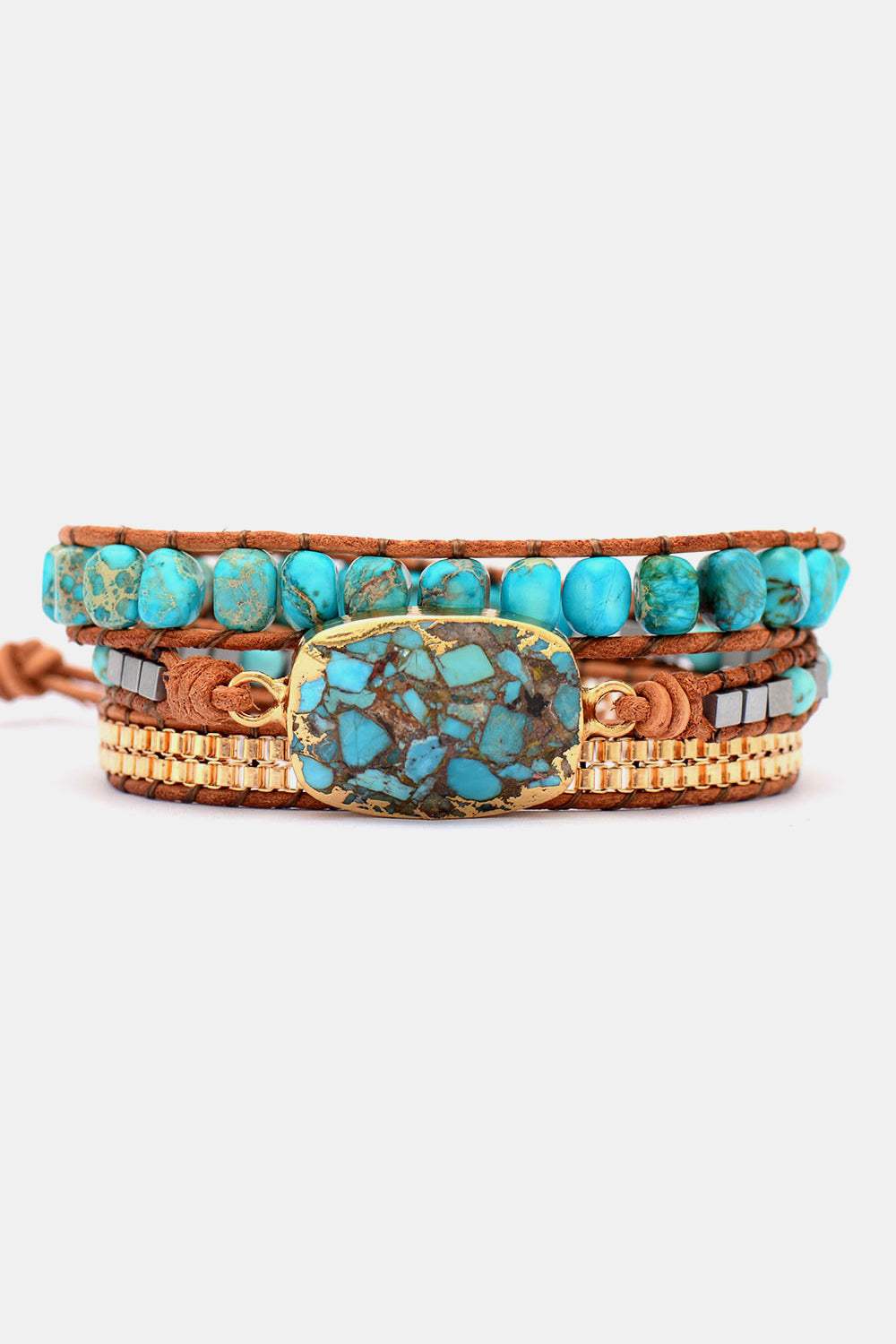 Handmade Natural Stone Copper Bracelet Blue Gold One Size Bracelets - Tophatter Daily Deals