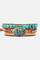 Handmade Natural Stone Copper Bracelet Blue Gold One Size Bracelets - Tophatter Daily Deals