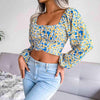 Ditsy Floral Crisscross Cropped Top Blouses - Tophatter Daily Deals