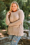 Plus Size Waffle-Knit Spliced Lace Top Khaki Blouses - Tophatter Daily Deals