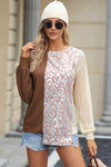 Leopard Round Neck Long Sleeve Blouse Blouses - Tophatter Daily Deals