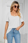 Square Neck Puff Sleeve T-Shirt Women's T-Shirts - Tophatter Daily Deals