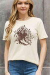 Simply Love Full Size Cowboy Boots Flower Graphic Cotton Tee Ivory - Tophatter Daily Deals