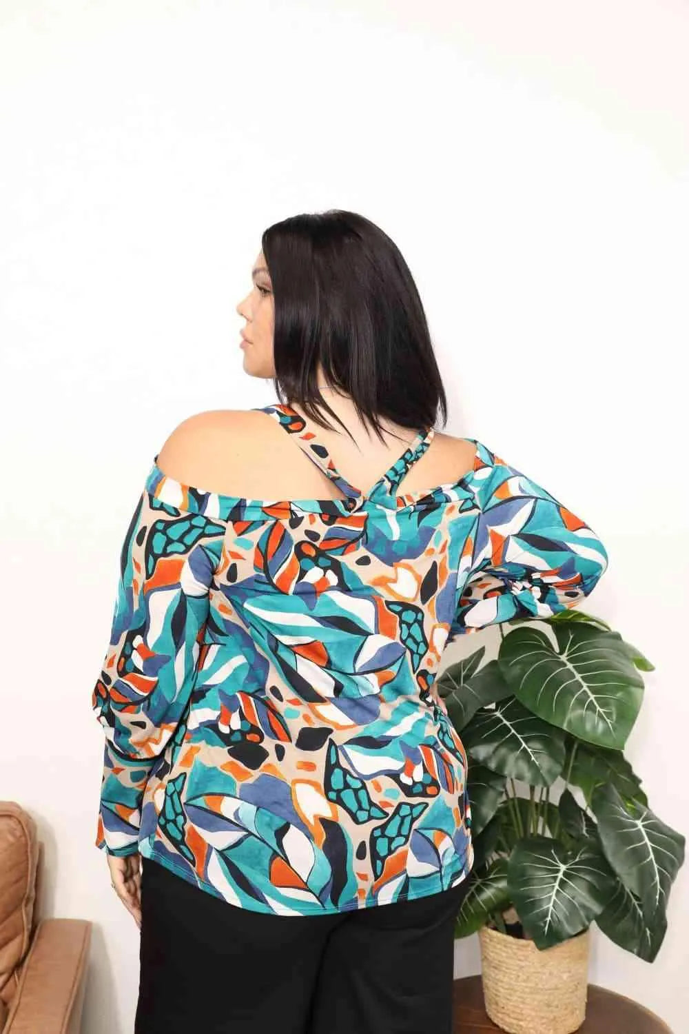 Sew In Love Full Size High Neck Off Shoulder Criss Cross Top Blouses - Tophatter Daily Deals
