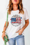 USA Graphic Round Neck Tee Women's T-Shirts - Tophatter Daily Deals