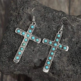 Artificial Turquoise Cross Shape Earrings Earrings - Tophatter Daily Deals