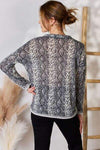 Hailey & Co Full Size Snakeskin V-Neck Long Sleeve Top Blouses - Tophatter Daily Deals