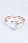 Inlaid Moonstone Heart Adjustable Open Ring Rose Gold One Size Moonstone - Tophatter Daily Deals