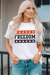 FREEDOM Graphic Cuffed Sleeve Tee Women's T-Shirts - Tophatter Daily Deals