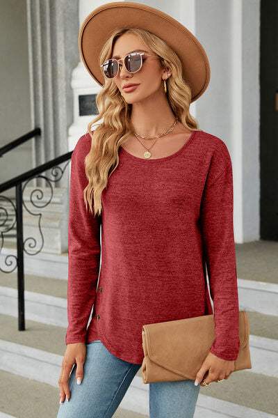 Round Neck Long Sleeve T-Shirt Women's T-Shirts - Tophatter Daily Deals