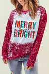 MERRY AND BRIGHT Graphic T-Shirt Magenta Women's T-Shirts - Tophatter Daily Deals