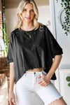 Distressed Asymmetric Hem Cropped Tee Shirt - Shop Tophatter Deals, Electronics, Fashion, Jewelry, Health, Beauty, Home Decor, Free Shipping