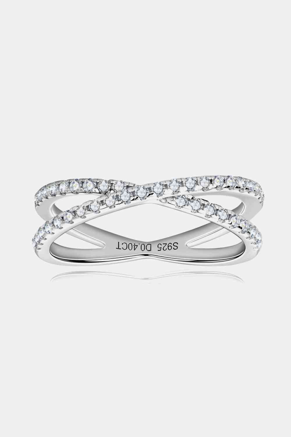 Moissanite 925 Sterling Silver Crisscross Ring Silver Moissanite - Tophatter Daily Deals