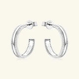 925 Sterling Silver Inlaid Moissanite C-Hoop Earrings Moissanite - Tophatter Daily Deals