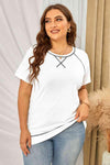 Plus Size Contrast Stitching Crewneck Tee Women's T-Shirts - Tophatter Daily Deals