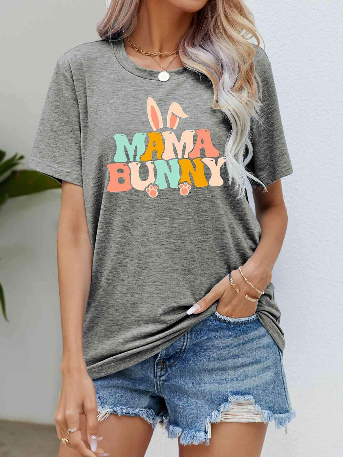 Easter MAMA BUNNY Tee Shirt Heather Gray Women's T-Shirts - Tophatter Daily Deals