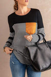 Pocketed Striped Round Neck T-Shirt Women's T-Shirts - Tophatter Daily Deals